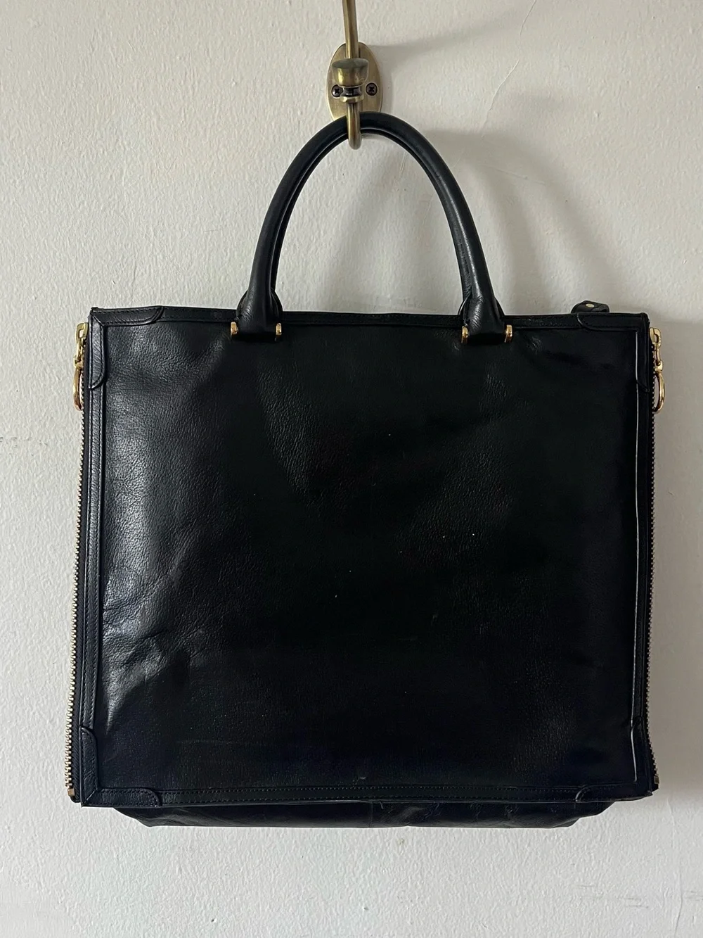 RLL Black Leather Tote Bag Lauren by Ralph Lauren